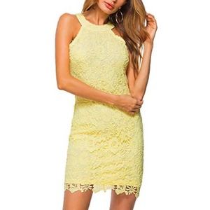 NWT Lamilus Crochet Sleeveless Halter Mini Dress Large